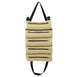 Multifunctional Canvas Tools Storage Bags Organizer Roll Bags with 5 Zipper PocketsKhaki