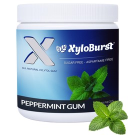 XyloBurst Gum | Xylitol Chewing Gum | Sugar Free, Gluten Free, Keto Friendly | Aspartame Free Gum For Oral Health | Peppermint | 100-Count Jar, Pack of 3