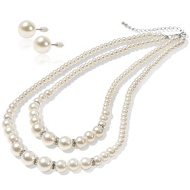 LunArts 2023 Model (Certified Allergen Test) Necklace, Pearl, Hypoallergenic Earrings, Earrings Set, Women's, Pearls, 0.3 inches (8 mm), Pearl Necklace, Funerals, Weddings, School Entrance Ceremonies,