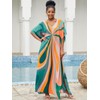 IMAGEKOPE Moroccan Print V-Neck Batwing Kaftan Women's Plus Size Loose