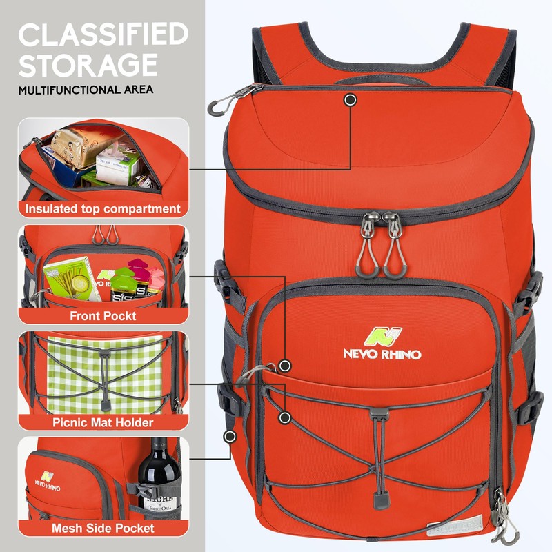Backpack Cooler, 36 Cans Insulated Cooler Backpack Multifunctional Waterproof Leak