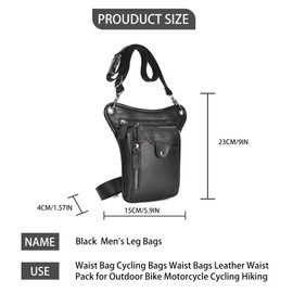 Men Women PU Leather Multi-Functional Tactical Drop Leg Waist Bag Fanny Pack Fashion Leather Shoulder Crossbody Messenger Bags Black