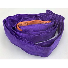 Endless Round Slings from 3'-20' Poly with 5300-40,000 lbs Vertical WLL, 4200-32,000 lbs Choker WLL, 10,600-80,000 lbs Basket WLL (Purple-2600 lbs Vertical & 5200 lbs Basket WLL, 3 ft)