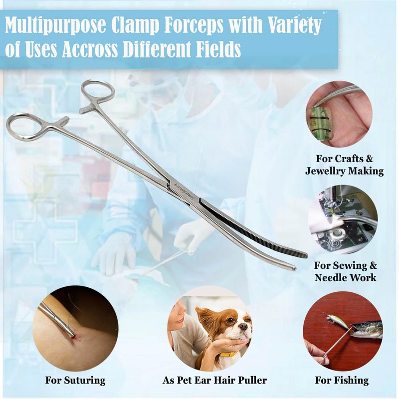 High Precision Locking Curved Hemostat Forceps 10" Pliers with Full