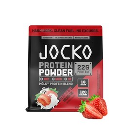 Jocko Fuel Proteína de suero de leche Mlk en polvo, 22 g, mezcla de frutos del monje, baja en azúcar - Recuperación y crecimiento muscular. El envase 