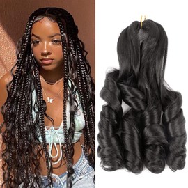JVILO French Curly Braiding Hair for Box Braids 8Packs 22Inch Loose Wave Braiding Hair Pre Stretched Crochet Braids Spanish Curly Braiding Hair Synthetic Micro Spiral Curl Braiding Hair Extensions(22inch 8packs, #1B)