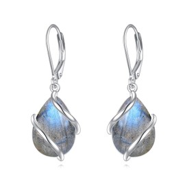 POPLYKE Labradorite Earrings for Women Sterling Silver Teardrop Earrings Jewelry for Women