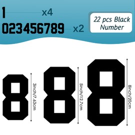 Zonon 22 Pieces Iron on Numbers T Shirt Heat Transfer 0 to 9 Jersey Numbers for Team Uniform Sports(Black,5 Inch)