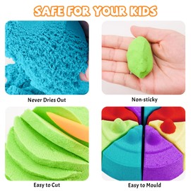 NiToy Value Pack 11lbs of 5 Colored Moldable Self-Sticking Sand, Never Dries Out - Fun for Kids Bulk Refill for Sensory Sand Box Toys, Ideal for Shaping, Squeezing, Scooping, Rolling and Molding