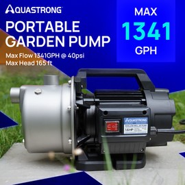 Aquastrong 1.6 HP Portable Shallow Well Pump Garden, 1320 GPH, 115V, Stainless Steel, Sprinkler, Water Transfer Draining Irrigation Pump, for Lawn or Garden…