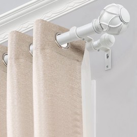 KAMANINA Heavy Duty Double Curtain Rod Bracket for 1 and 3/4 Inch Curtain Rods, Double Curtains Rods Holder, Set of 2, Ivory White