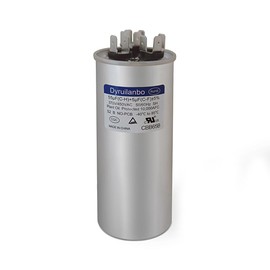 55+5μF MFD AC Capacitor 55/5 ±5% 370/440 VAC CBB65 Round Dual Run Start Capacitor Replacement for Air Conditioner Compressor，Condenser Straight Cool ，Heat Pump ，AC Motor Run，Fan Starting ，HVAC