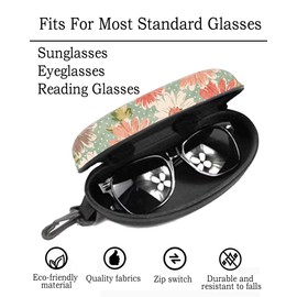 NUGGHU Sunglasses Soft Case, Ultra Light Portable Neoprene Zipper Eyeglass Case, Travel Pouch with Belt Clip for Men Women, Retro Flowers