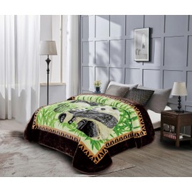 Chezmoi Collection Heavy Single Ply 9 Lbs Korean Style Faux Mink Blanket, Reversible 750GSM Thick Silky Soft Plush Raschel Mink Blanket, 85" x 95" King, Pandas