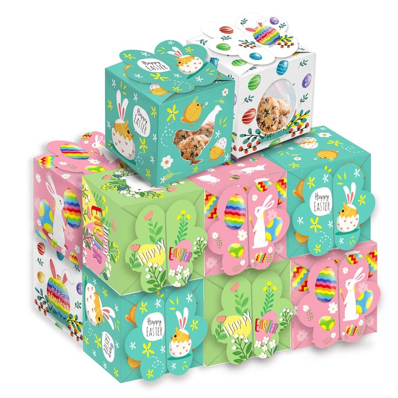 12pcs Easter Treat Boxes, Easter Gift Candy Boxes Bunny Paper