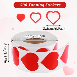 500 Pieces Tanning Stickers for Body, Self Adhesive Heart Pattern Sun Tattoo Stickers for Tanning Hawaiian Perforated Bed Sticker Removable Tan Sticker for Woman Kids Summer Beach Face Accessories
