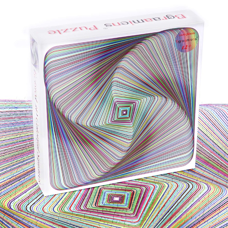 Bgraamiens Puzzle-Twisted 3D Colorful squares-1000 Pieces Square Puzzle Color Challenge