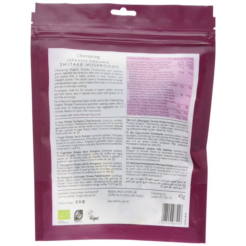 Clearspring Organic Japanese Shiitake Mushrooms - Dried