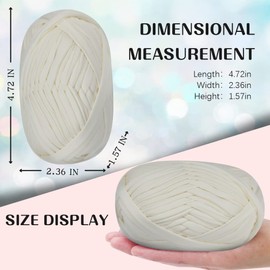 6 PCS T-Shirt Yarn Elastic Fabric Crochet Cloth Yarn for DIY Knitting, Spaghetti Yarn Thick Knitting Yarn for Hand DIY Bag Blanket Cushion Crocheting Projects,Home Decor(White)