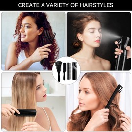 4pcs Curly Hair Brush Set for Adult & Kids Wet or Dry Hair, Detangling Brush for 3/4ABC Hair with Hair Detangler Brush Spray Bottle Wide Tooth comb (3+1, Black)