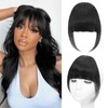 Carendia Bangs Hair Clip Human Hair Natural Black French Bangs