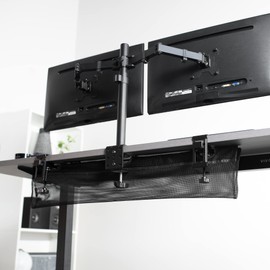 VIVO No Drill Clamp-on 36 inch Mesh Net Under Desk Cable Management Wire Organizer, Adjustable Home Office Standing Desk Cord Storage, Black, DESK-AC36MH