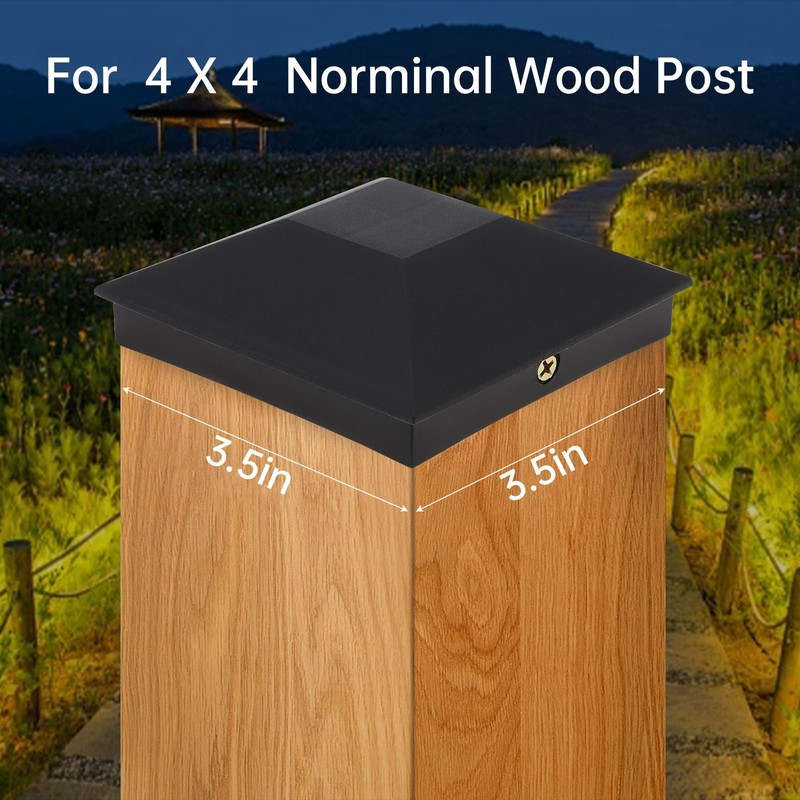 6 Pcs 4x4 Wood Fence Post Caps (3.5inx3.5in), PNXKTXO Black