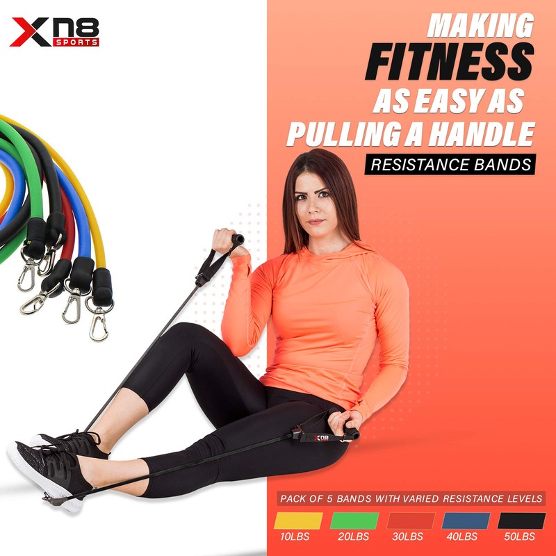 Xn8 Resistance Bands With Handles Weight Exercise Stretch Bands Set