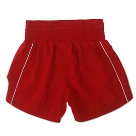 FLUORY Muay Thai - Pantalones cortos de boxeo con estilo simple y elegante, de nailon suave y suave, Rojo -, X-Large