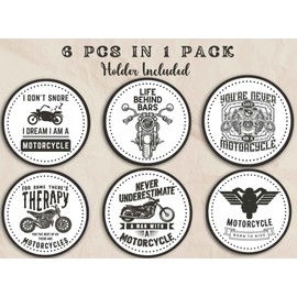 Motorcycle Gifts Coaster, Ceramic, Set of 6, with Gift Box, Absorbent with Cork Base, Gifts for Motorcycle Lovers, Home Decor for Housewarming, Thanksgiving, Birthday, Christmas