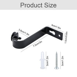 jinminamz 4 pieces ceiling mount for curtain rods, curtain rods holder, curtain rod holder, black wall mount curtain rod holder for curtain rods, diameter within 22 mm