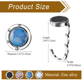 OIDEA Handtaschenhaken, tragbar, 4-teilig, Haken für Handtasche, Marmor, für Tisch, faltbar, aus Metall, für Restaurant, Café, Brieftasche