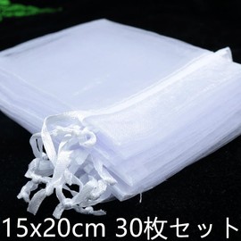Wrapping Bags, Transparent, Organza, Drawstring Bag, Pouch, Gift, Divided Bag, Present (5.9 x 7.9 inches (15 x 20 cm), 30 Pieces