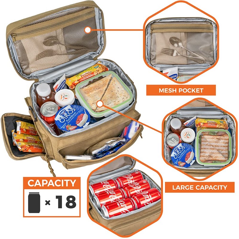 opux Tactical Lunch Box for Men, Tan Mens Insulated Lunch