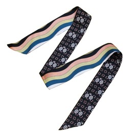 JERLA - Bufanda 100% seda de morera, bufanda para la cabeza, cinta para el pelo, asa de bolso, bufanda, pañuelo para mujer, Black and Pink Dot Wave, 47.24"x2.17"