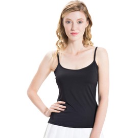 HBY Womens Camisole Built In Shelf Padded Bra Cami Bra Adjustable Straps Tank Top Solid Color Black Large