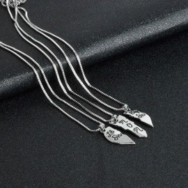 Meiligo® Fashion 3 Pcs Mother and Daughter Puzzle Dog Tag Necklace Jewlery Big Sis mom Lil Sis Letter Matching Engraved Necklace Set (Silver(3pcs))