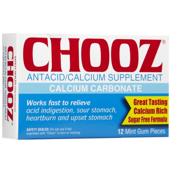 Chooz Sugar Free Mint Gum 500mg 12 Count Per Pack (12 Packs) by Chooz