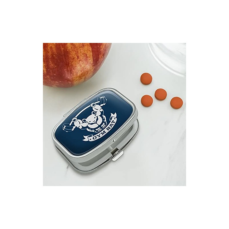 Gym Rat Workout Weight Lifting Rectangle Pill Case Trinket Gift