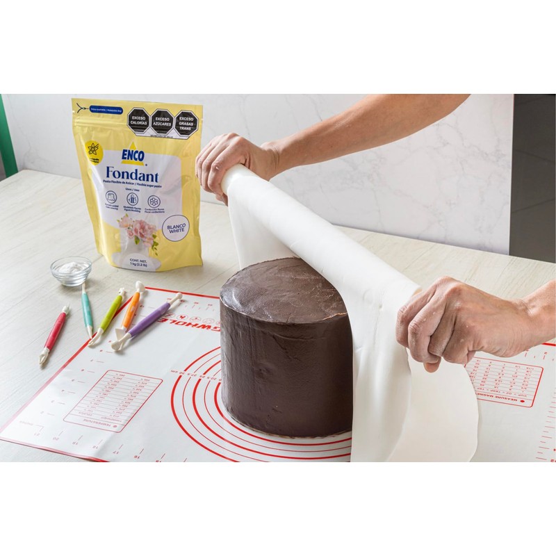 ENCO Premium White Fondant, Vanilla Flavor, Ready to Use 2.2