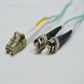 FCD 35M OM3 LC/ST Fiber Optic Cable | 10Gb Duplex 50/125 Multimode Jumper 35 Meter (114.8ft) - OFNR mmf LC/ST DX 10Gig SPF+ Aqua Opticcord