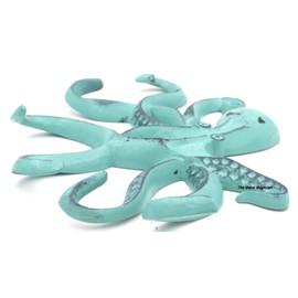 Octopus Keys Hook, Decorative Wall Mounted Nautical Wall Rack, Antique Key Holder Hook, Cast Aluminum Hanger for Coat, Hand Towel, Bathrobe, Jacket, Swimming, Kitchen & Balcony (Distressed Green)