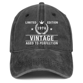 50th Birthday Gifts for Women Men Hats Vintage 1974 Black Baseball Cap
