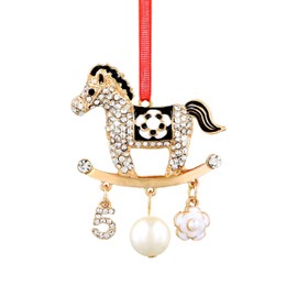SICOHOME Babys First Christmas Ornament 2024 - Rocking Horse Christmas Ornament with Rhinestones Newborn Baby 1st Christmas Ornament Girl Boy for Son Daughter Grandson Granddaughter - White