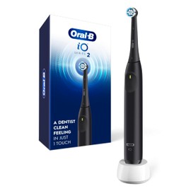 Oral-B iO Series 2 Rechargeable Electric Powered Toothbrush, Night Black with 1 Gentle Care Brush Head - Automatic Pressure Sensor to Protect Gums - 3 Modes - 2 Min Timer