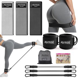 KUTIZE Ankle Resistance Bands with Cuffs & Fabric Resistance Bands Set - Legs & Glutes Workout Equipment for Women & Men, Home Gym Heavy Booty Bands for Butt, Hip, Yoga, Rehab, Pilates