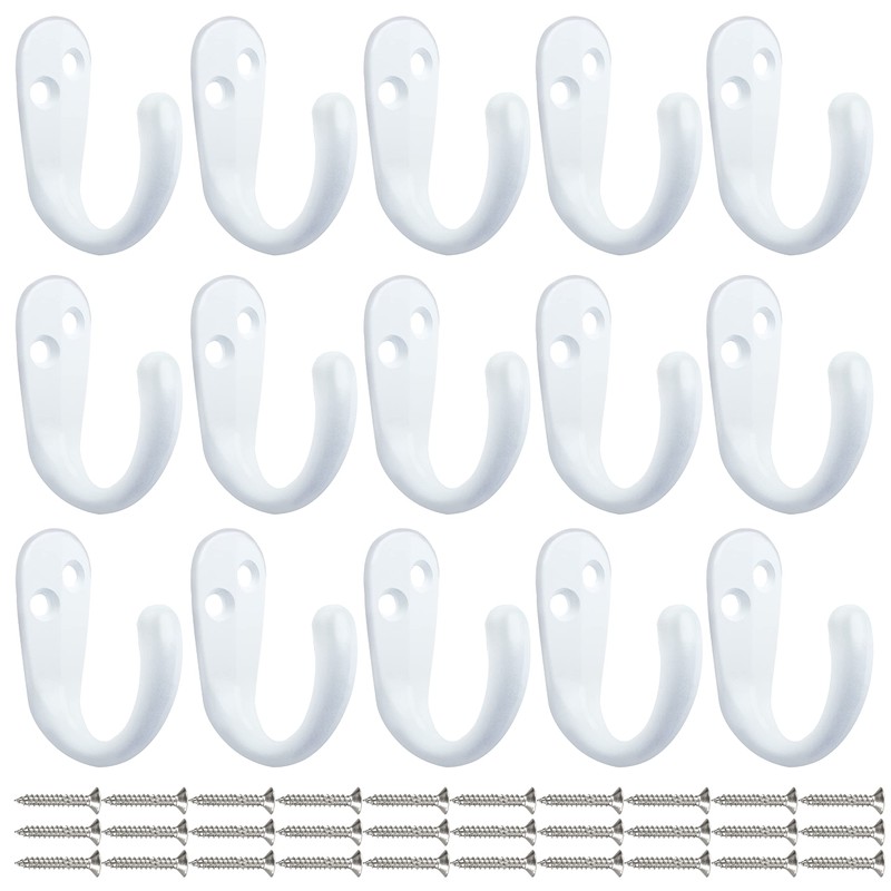 IBosins 15PCS Coat Hooks Wall Mounted Single Prong Robe Hook