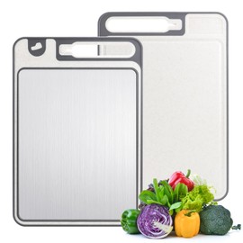 Aischens Chopping Board,Double Sided Cutting Board Made of Titanium and Straw PP - Food Grade Non-Slip Surface, Dishwasher Safe Meat/Vegetable Chopping Board