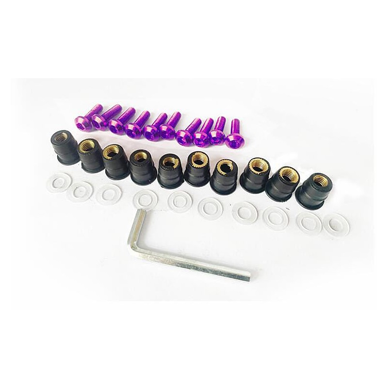 Set of 10 Anodised Motorcycle Aluminium Screws Hexagon Socket Lens