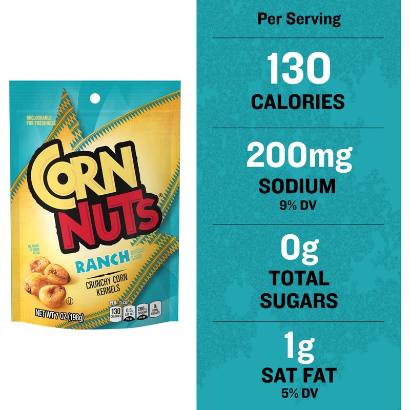CORN NUTS Ranch Flavored Corn Kernels, Crunchy Corn Snacks, Snack